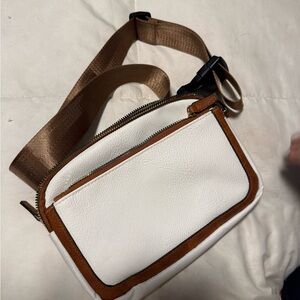 Chic White and Brown Women's Belt Bag